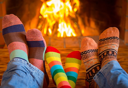 family-socks-fire-fireplace