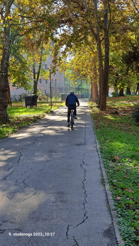 Third-cyclist-on-the-pedestrian-path-in-Park-Klasije