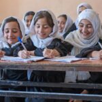 Young-girls-study-school-in-Mazar-i-Sharīf, Balkh Province, Afghanistan.